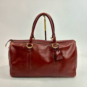 Vintage Cartier Bordeaux Leather Boston Bag
